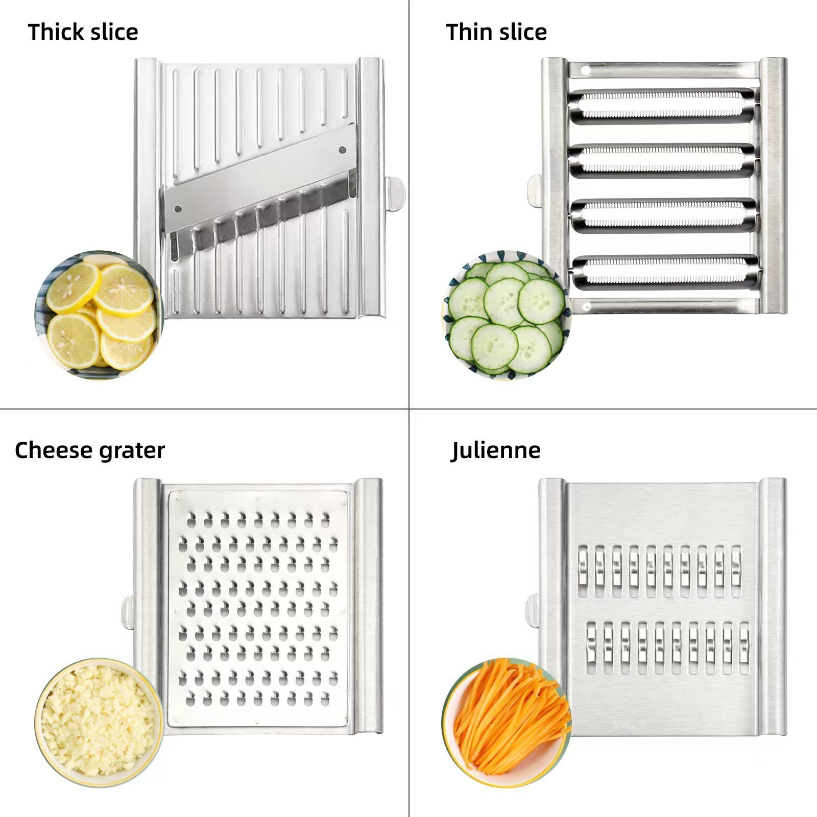 OEM&ODM Multi-Purpose 4 in 1 Stainless Steel Vegetable Slicer Cutter Zester Cheese Grater set