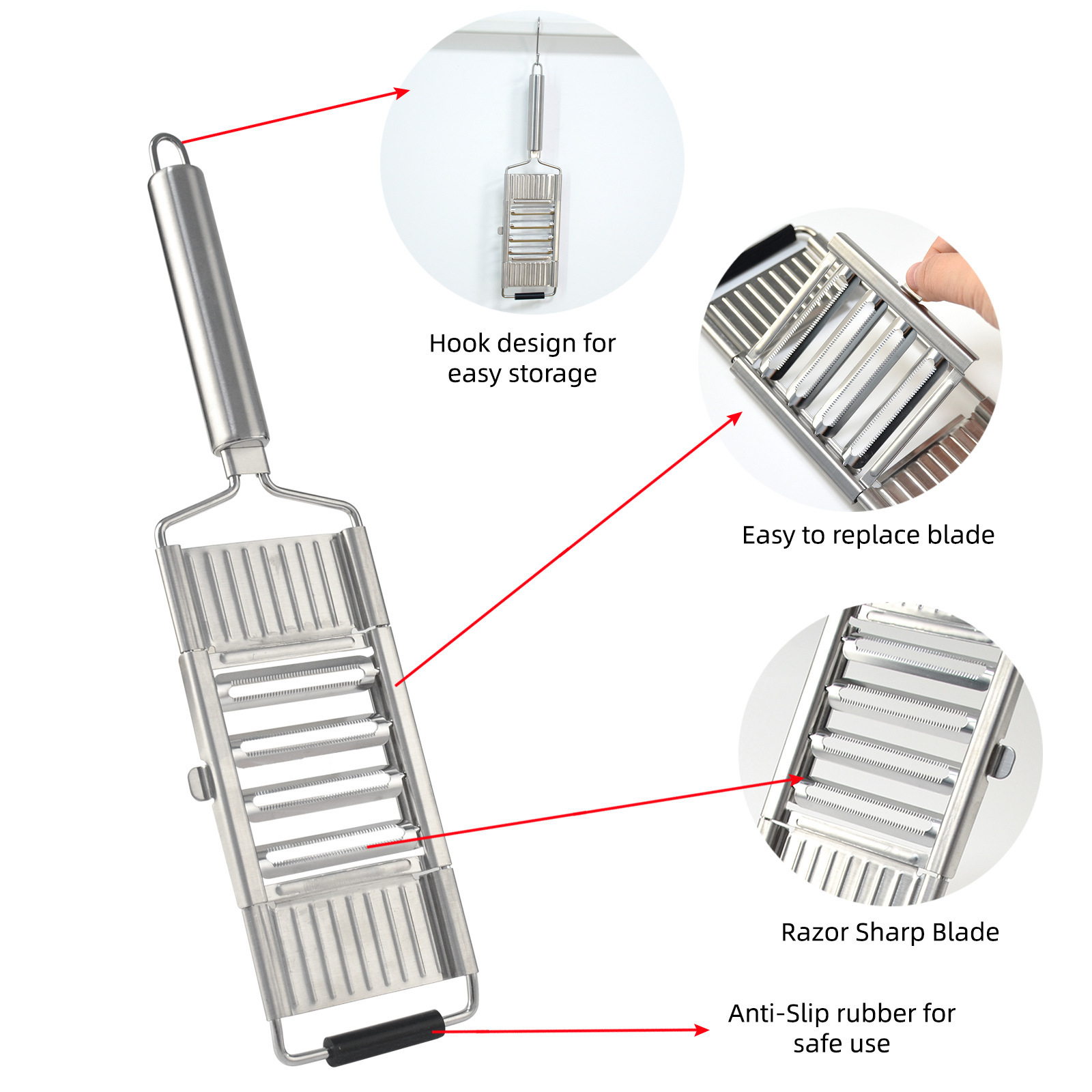 OEM&ODM Multi-Purpose 4 in 1 Stainless Steel Vegetable Slicer Cutter Zester Cheese Grater set