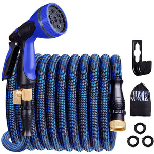 Expandable Garden Hose, Flexible Garden Water Hose High Pressure with Solid Brass Connector and Spray Nozzle