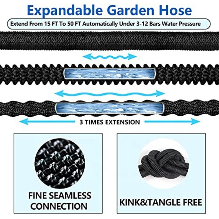 Amazon Hot 50 FT Retractable expand garden hose pipe magic garden water hose, car washing hose, water hose