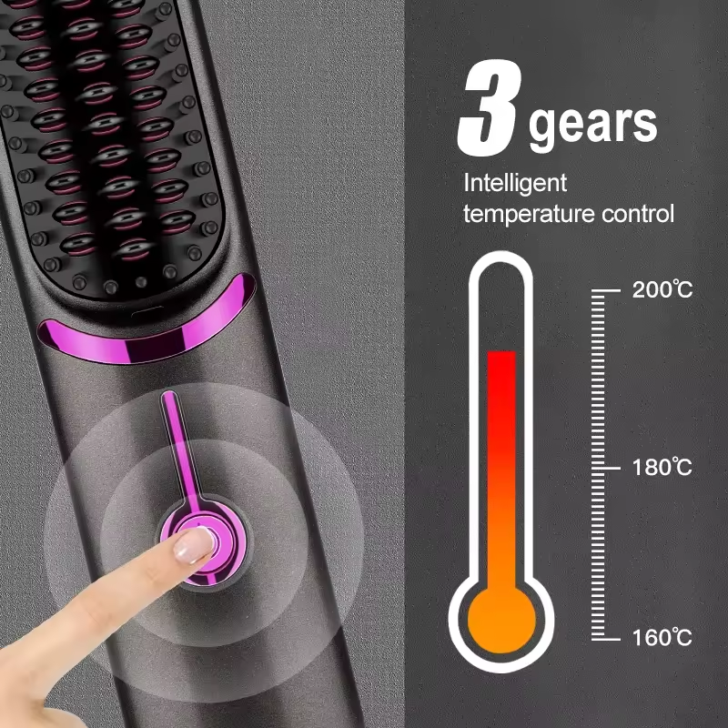 Rechargeable Hot Comb Cordless Hair Brush Straightener Heat Pressing Combs Ceramic Electric Hair Straightening Comb