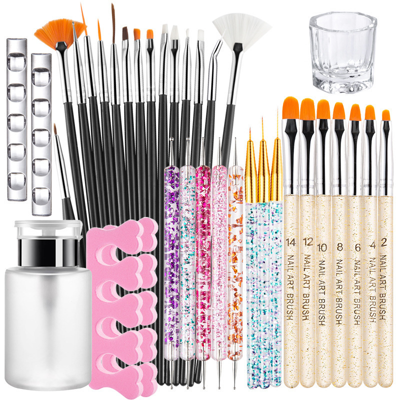 10/12/15/21/26/28/31/33/36Pcs Nail Art Acrylic Brush Set Painting Pen Art Salon Nail Polish Brushes Kit For Manicure Tool