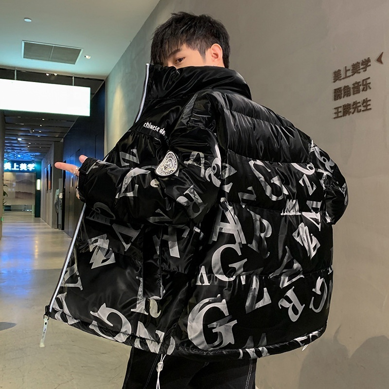 Men's Jackets Winter New Product Loose Cotton Coat New Trend Printing Letter Warmth Thick Padded Jacket Men Coats