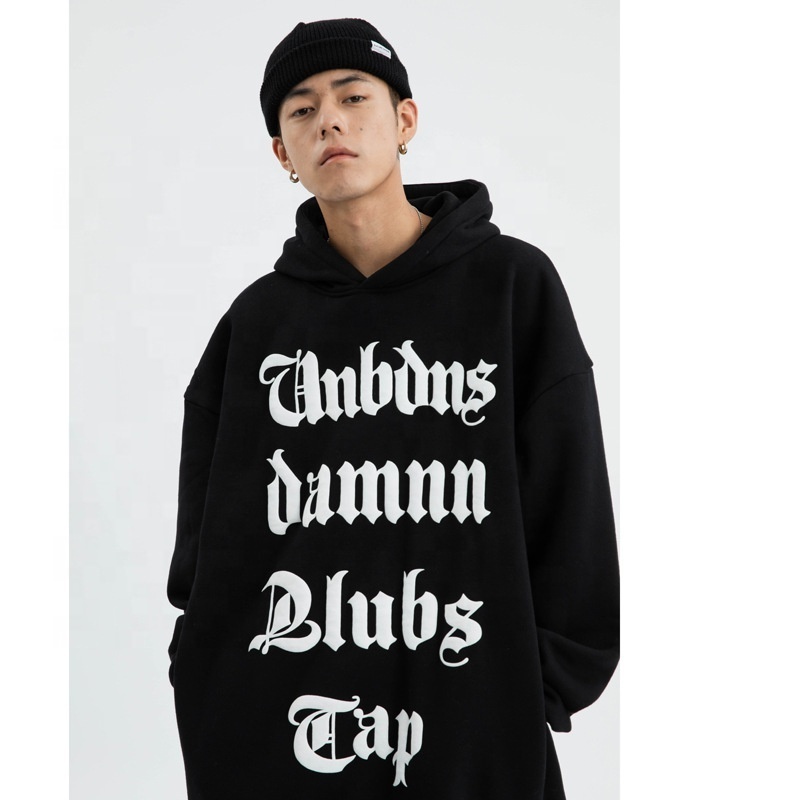 Street Wear Cool Printed Plain Color Men's Hoodies Couple Black White Hoodies Custom High Quality Hoodie