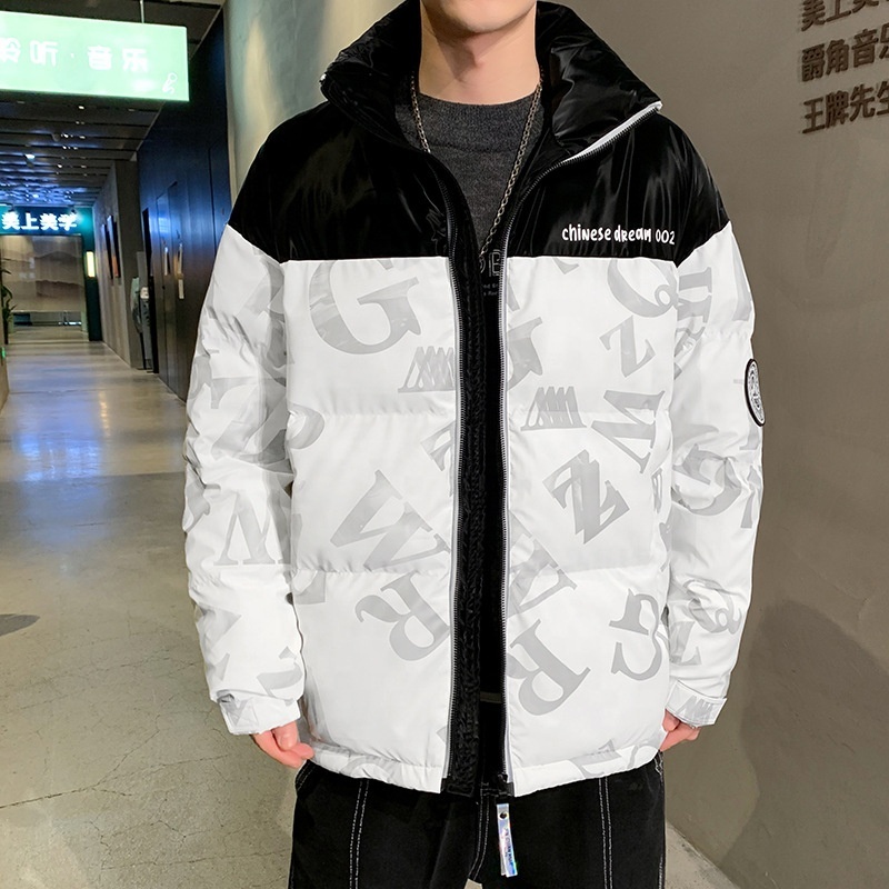 Men's Jackets Winter New Product Loose Cotton Coat New Trend Printing Letter Warmth Thick Padded Jacket Men Coats