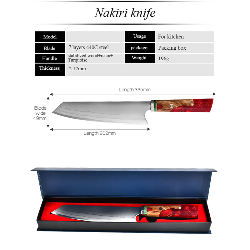 Yangjiang 8 Inch Handmade High-carbon Damascus Chef Knife Professional Kiristsuke Knife VG10 Kitchen Knife