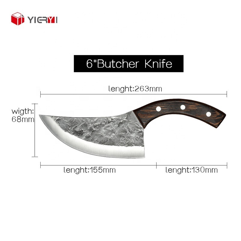 High Carbon Steel Handmade Forged Stainless Steel Kitchen Butcher Knife Hammer Boning Knife Slaughter  Forged Chopper Knife