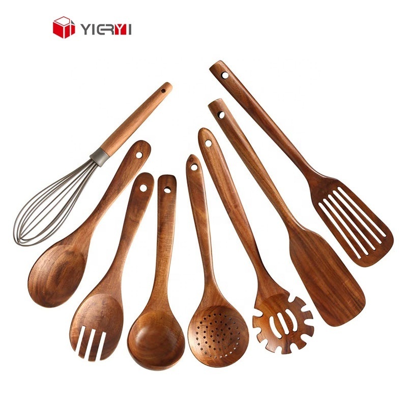 Kitchen Essentials Wood Cooking Utensils Set Wooden Spoons Sets for Cooking Apartment Non-Stick Kitchen Spoons Tool