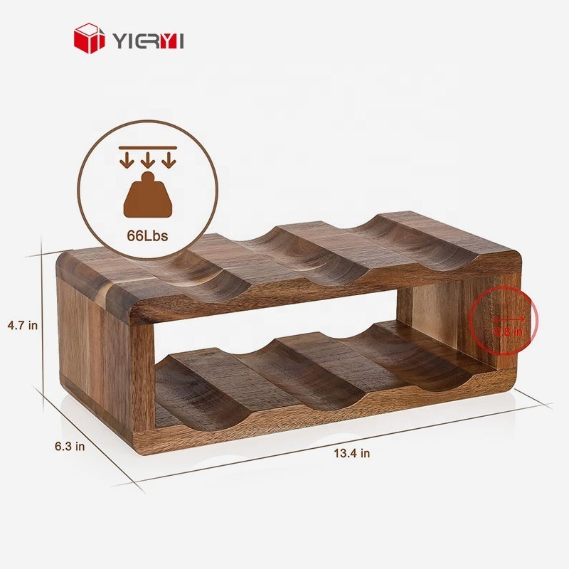 Hot Acacia Wood Red Wine Storage Rack 6pcs Wine Storage Natural Wooden Red Wine Storage Custom Kitchen Gift for Kitchen Party