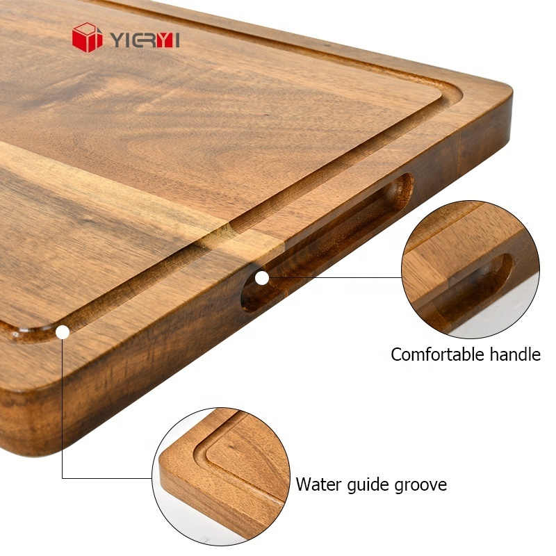 Yieryi Hot Sell Cutting Board Acacia Rubber Walnut Wood Cutting Block Chopping Board with Juice Groove for Kitchen Supermarket