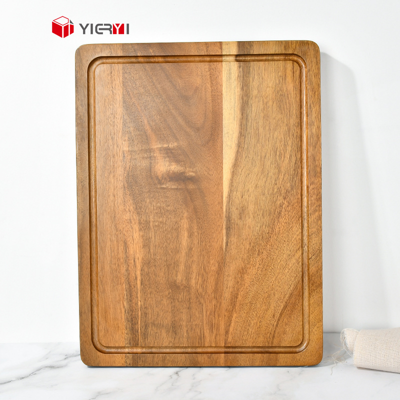 Yieryi Hot Sell Cutting Board Acacia Rubber Walnut Wood Cutting Block Chopping Board with Juice Groove for Kitchen Supermarket