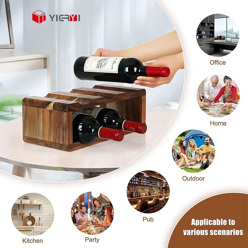 Hot Acacia Wood Red Wine Storage Rack 6pcs Wine Storage Natural Wooden Red Wine Storage Custom Kitchen Gift for Kitchen Party