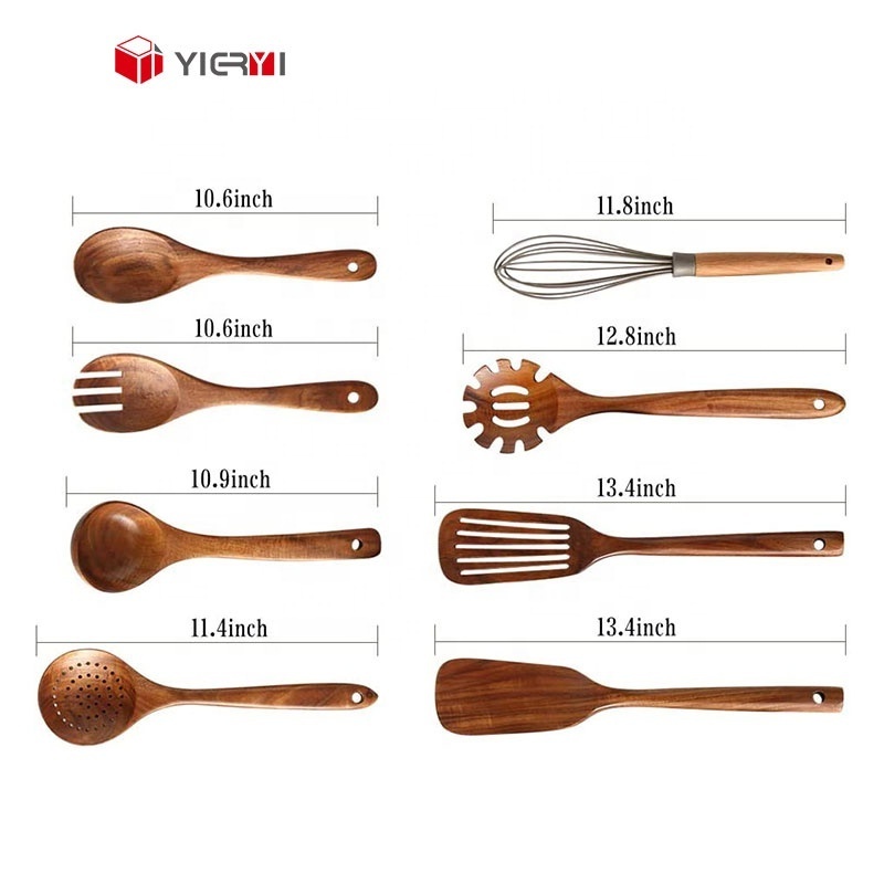 Kitchen Essentials Wood Cooking Utensils Set Wooden Spoons Sets for Cooking Apartment Non-Stick Kitchen Spoons Tool