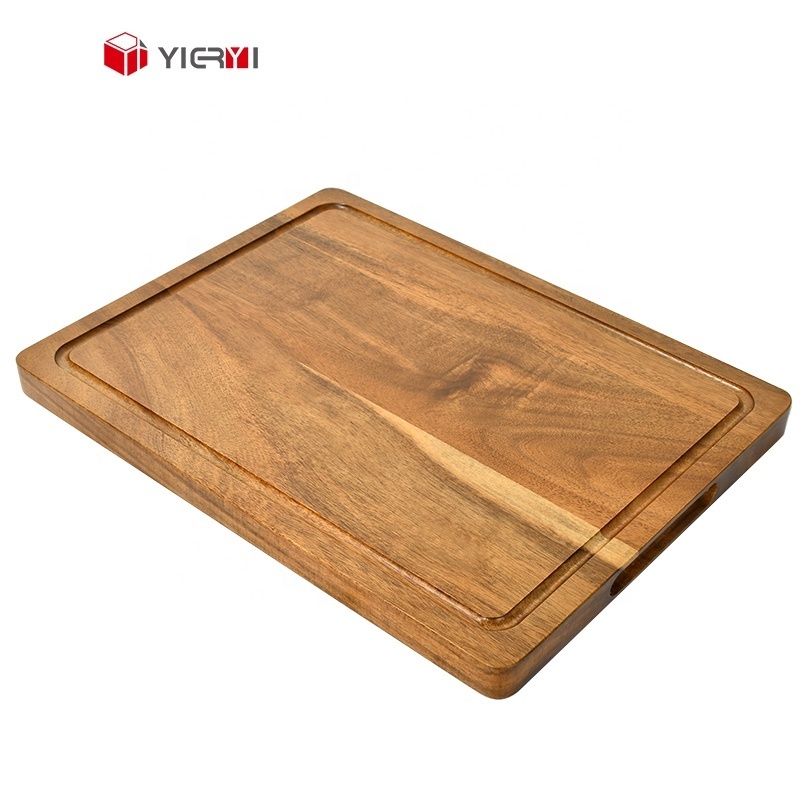 Yieryi Hot Sell Cutting Board Acacia Rubber Walnut Wood Cutting Block Chopping Board with Juice Groove for Kitchen Supermarket