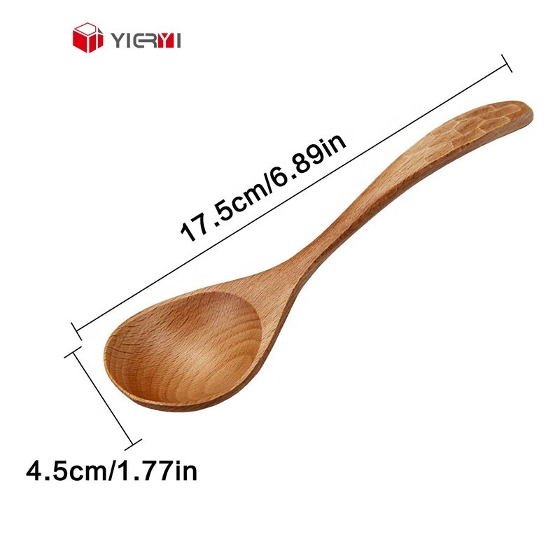 6PCS Beech Wood Spoon Set Wooden Cooking Spoon Set Customized Utencil Set Natural Wood Food Safe Spoon with Non-Slip Handle