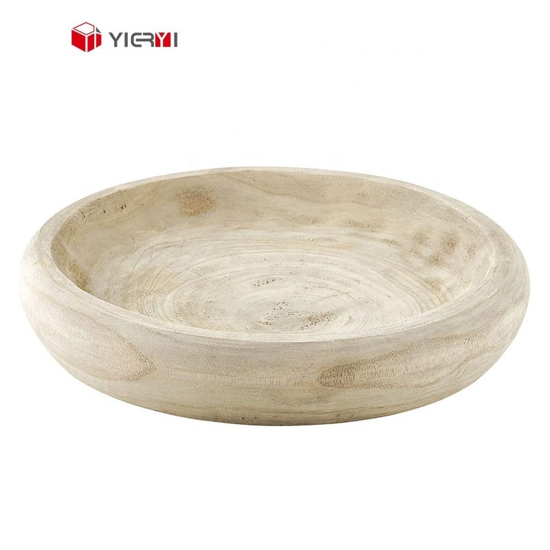 Hot Sale Natural Wooden Salad Bowl With Custom Logo Rubber Wood Bowl Salad Tray for Kitchen Hotel Restaurant Supermarket