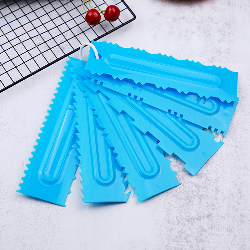 Baking Pastry Tools Decorating Icing Scraper 6pcs Plastic Cake Decorating Scraper Set