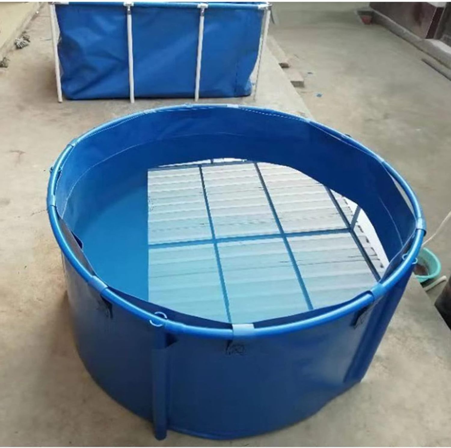 1.8x1M Folding Fish Tank with Steel Bracket Above Ground Round PVC Fish Pond Pool