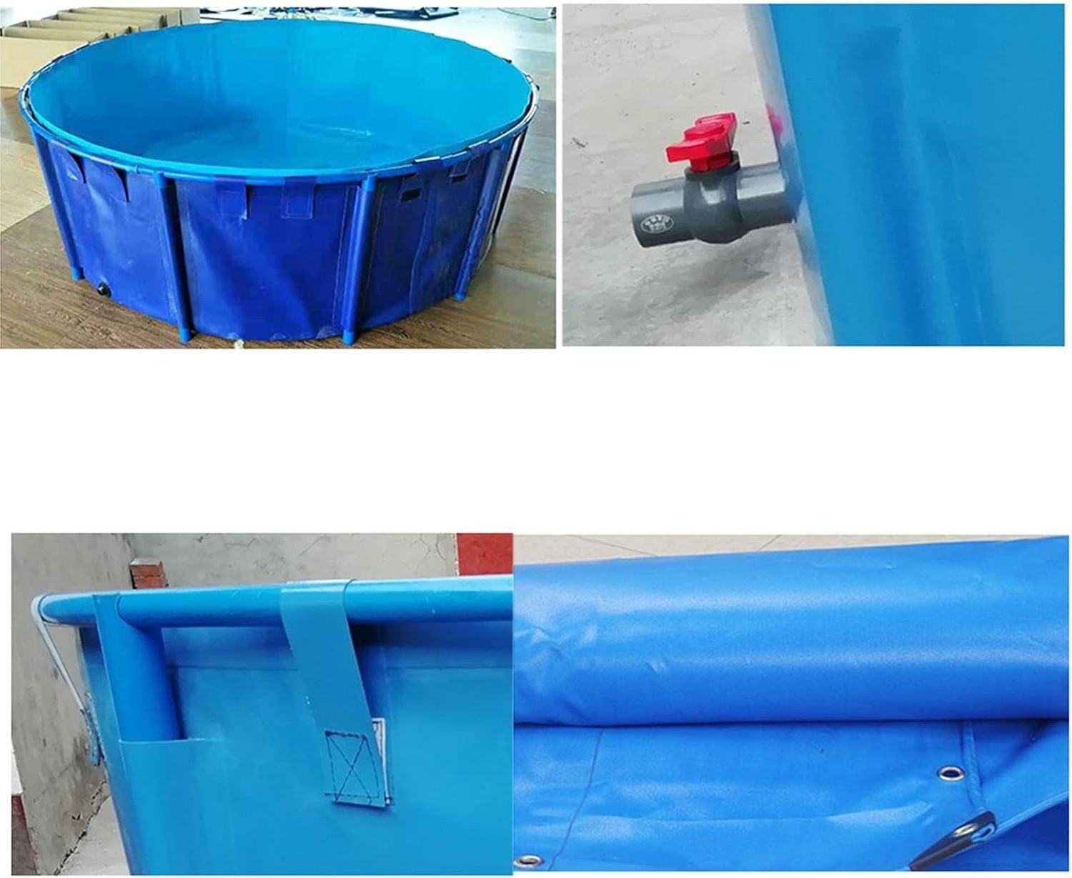 1.8x1M Folding Fish Tank with Steel Bracket Above Ground Round PVC Fish Pond Pool