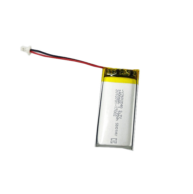 Lipo battery 3.7V 602040 400mAh lithium rechargeable battery for sky wearable