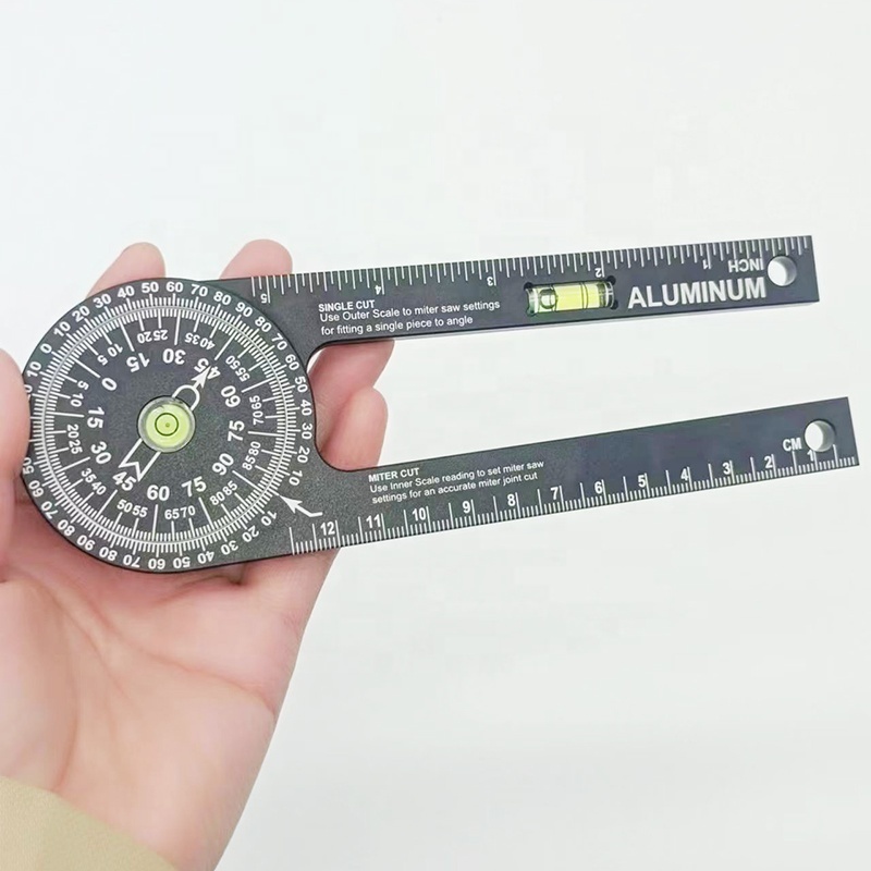 7-Inch Aluminum Miter Saw Protractor Rust Proof Angle Finder Featuring Precision Engraved Scales Miter Angle Finder Ruler