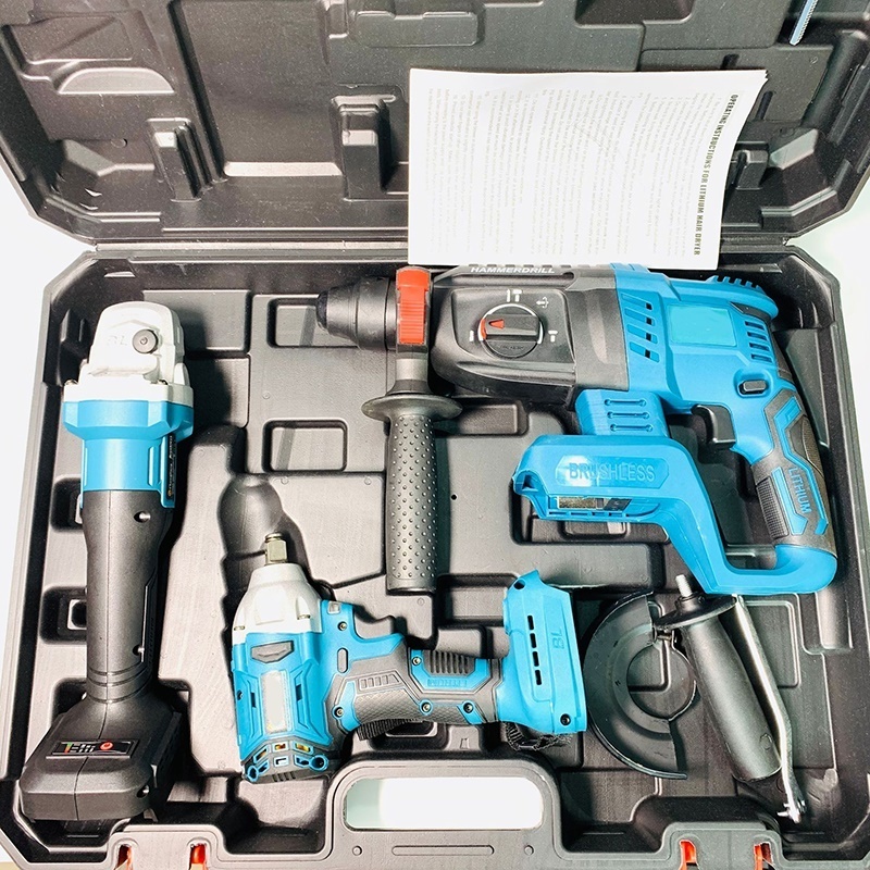 Latest New Offer High Quality Cordless 3 Combo kits Electric Brushless Power Tools Set Hammers Drills Angle Grinders