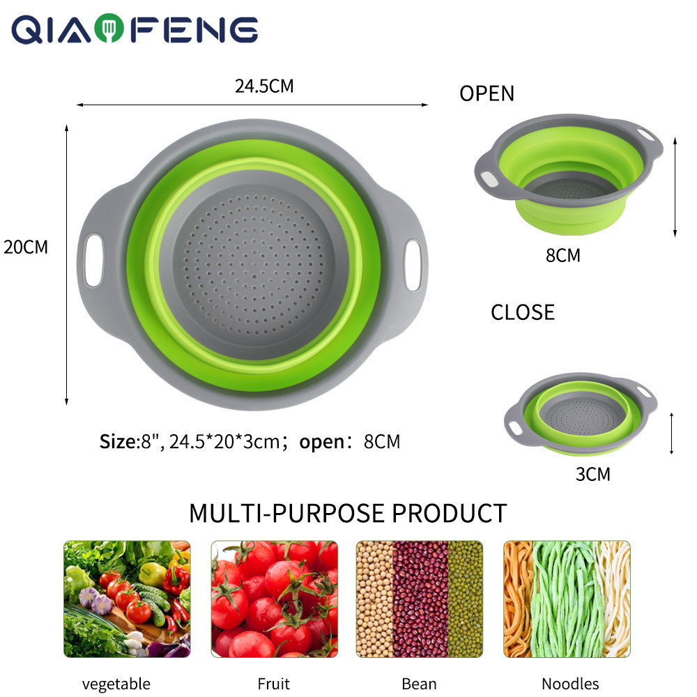 Drain Basket Collapsible Colanders Foldable Silicone Kitchen Organizer Fruit Vegetable Baskets Folding Strainers