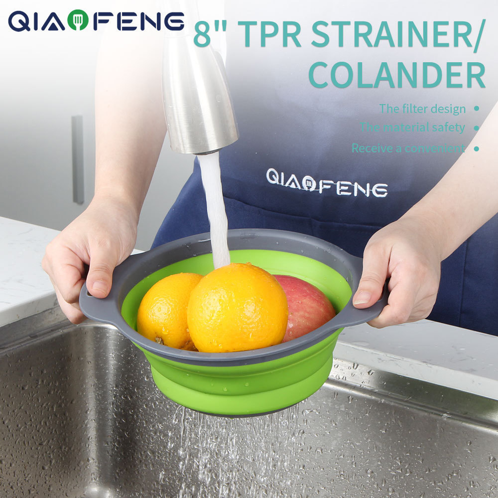 Drain Basket Collapsible Colanders Foldable Silicone Kitchen Organizer Fruit Vegetable Baskets Folding Strainers