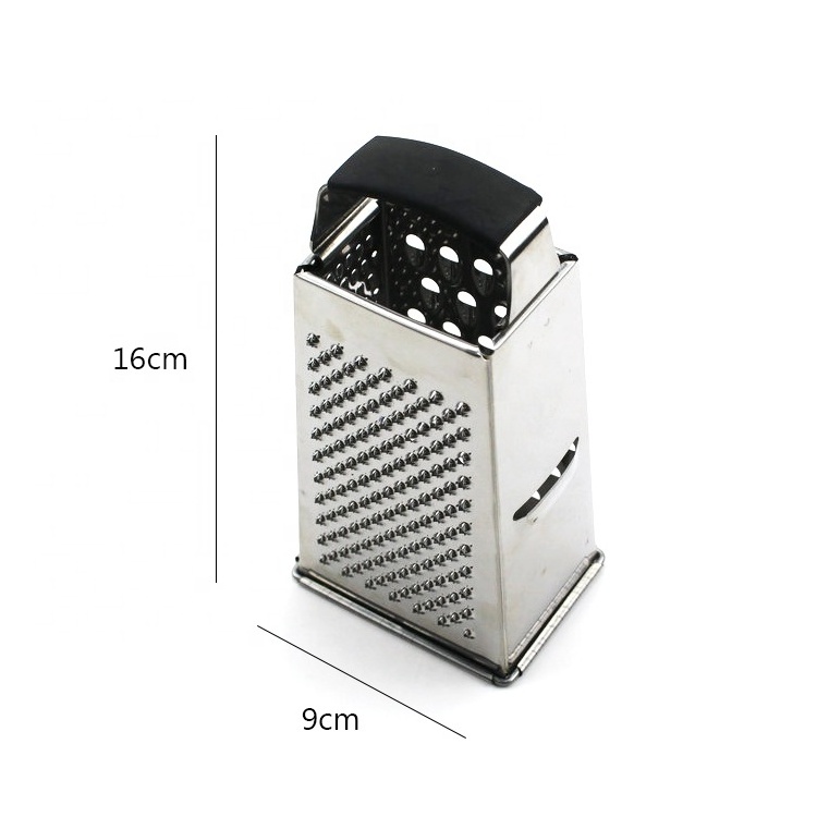 Stainless Steel 4-Sides Kitchen Grater for Cheese and Vegetables