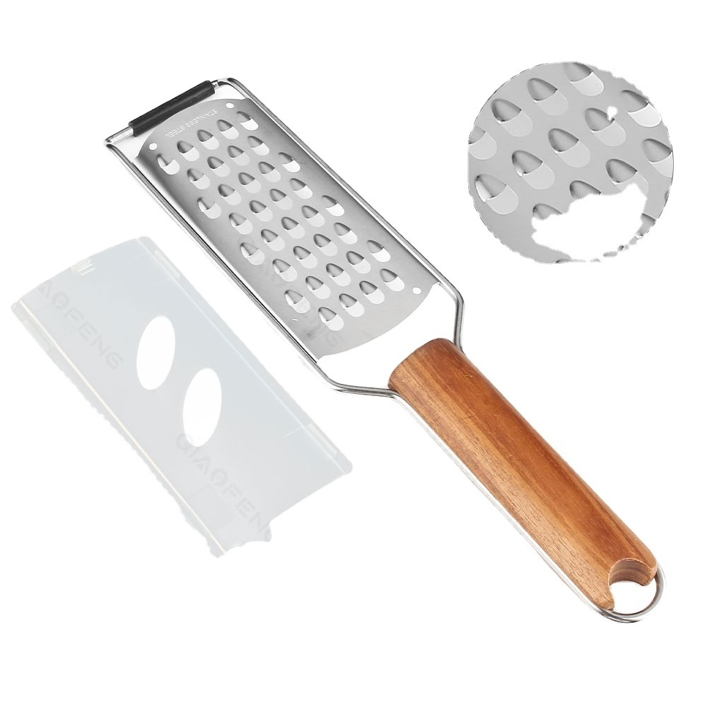 Stainless steel Cheese Ginger Lemon Zester Grater with wood handle