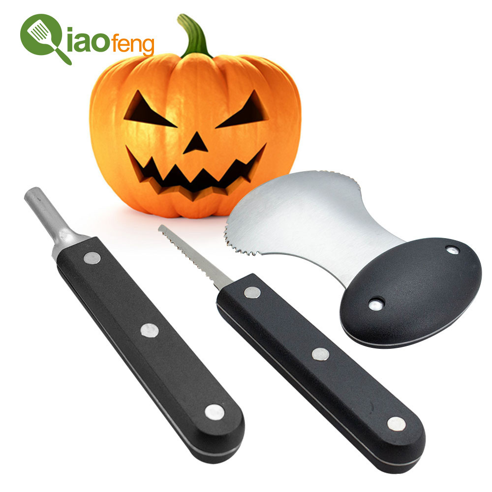 3pcs Stainless Steel Halloween Pumpkin Cutting Carving Set