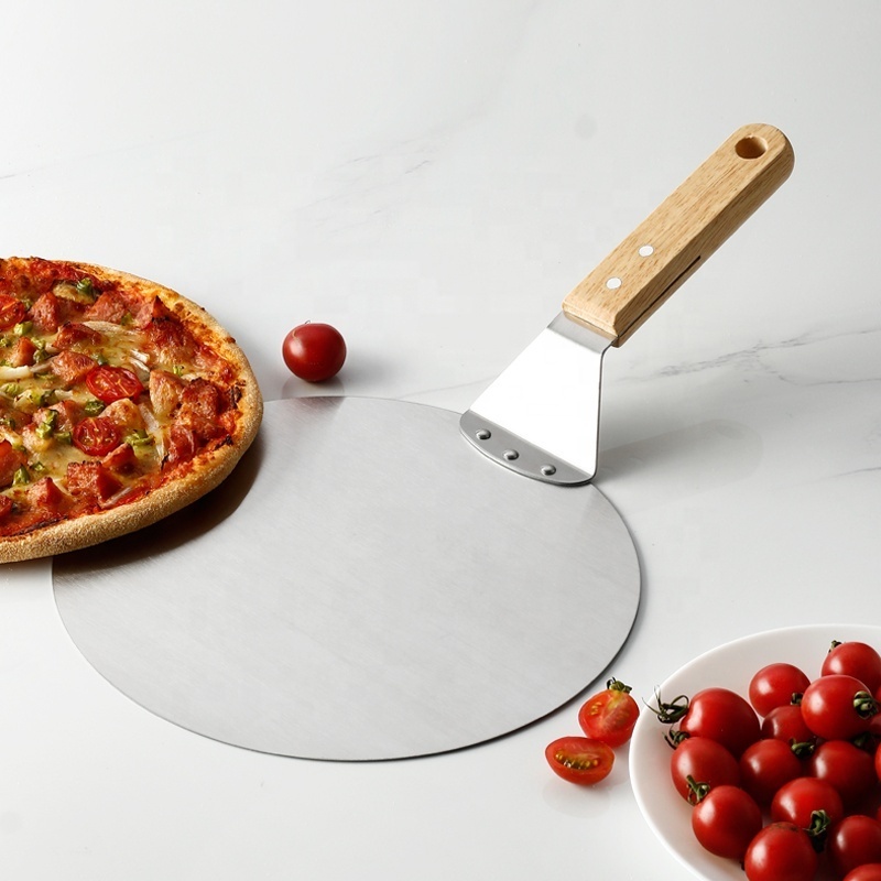 Hot Sale Pizza Tools Shovel Stainless Steel Pizza Peel Shovel with Rubber wooden Handle