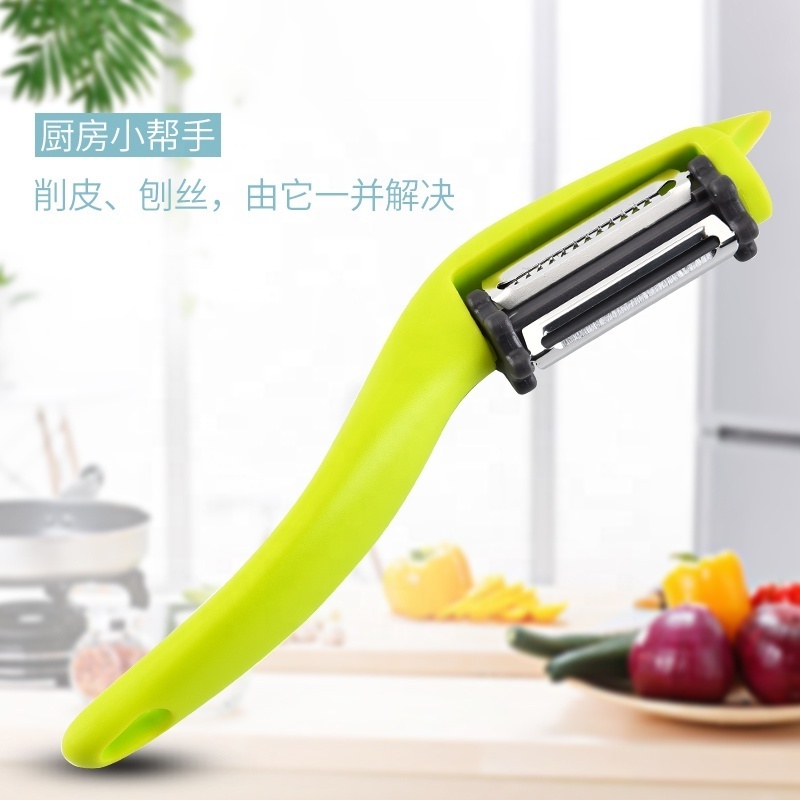 Wholesale 3 in 1 multifunctional green eco kitchen stainless steel vegetable mango julienne kitchen peeler slicer