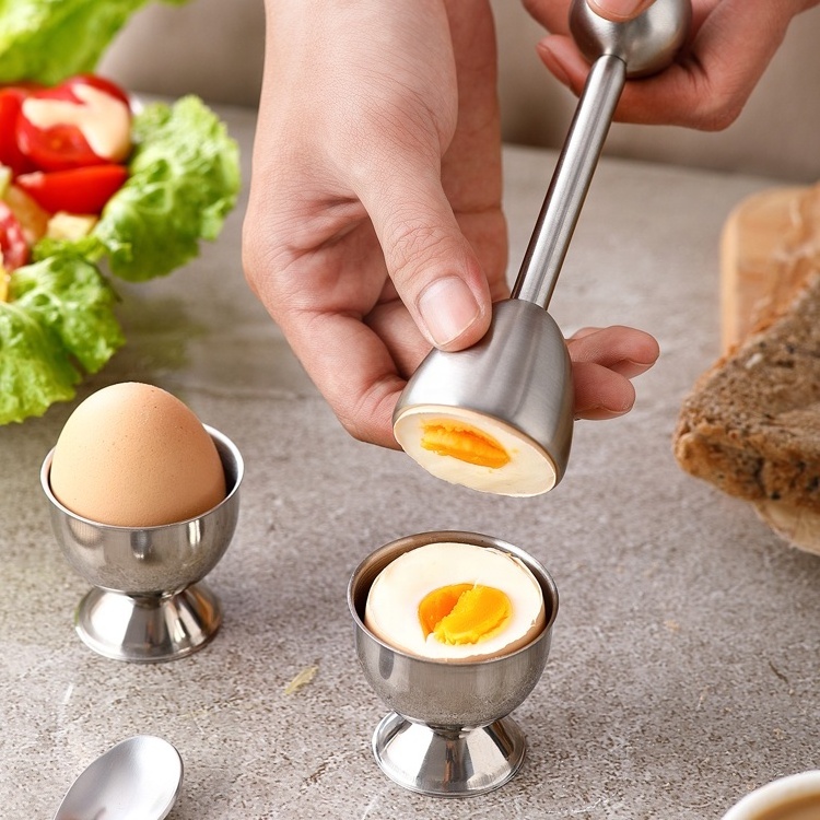 Wholesale kitchen cooking stainless steel breakfast egg shell opener egg topper cutter