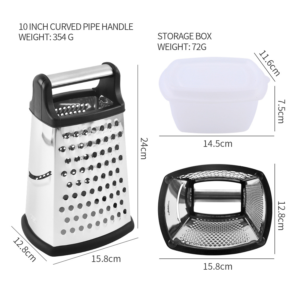 kitchen gadgets stainless steel coconut cassava grater 4 sides box grater