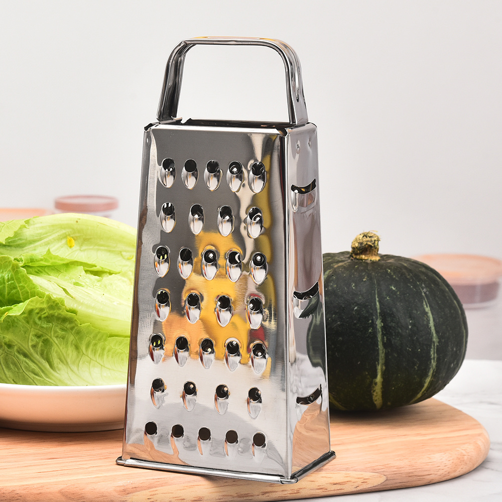 Multi purpose handheld fine coarse slicer 4 in 1 4-sided stainless steel vegetable cheese box graters