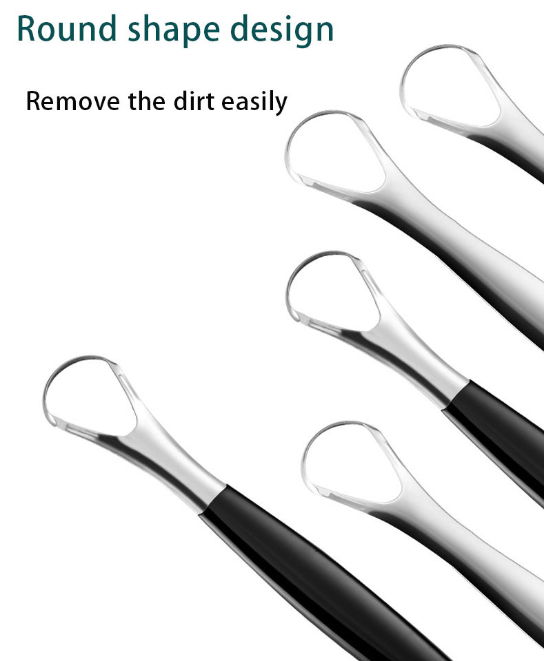 Safety High Quality Stainless Steel  Tongue Scraper Tongue Cleaner For Adult And Kids