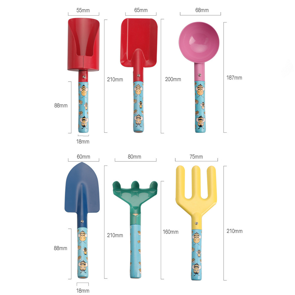 High Quality 6 Pcs GardenTool Set Shovel Rake Spoon Fork Kids Toy Wooden Handle Garden Tool Kits garden tool kids for Children