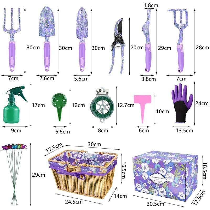 Heavy Duty Tools Kit Garden Tools Set Floral Gardening Hand Tools with Basket Gardening Gifts for Women and Plant Lovers