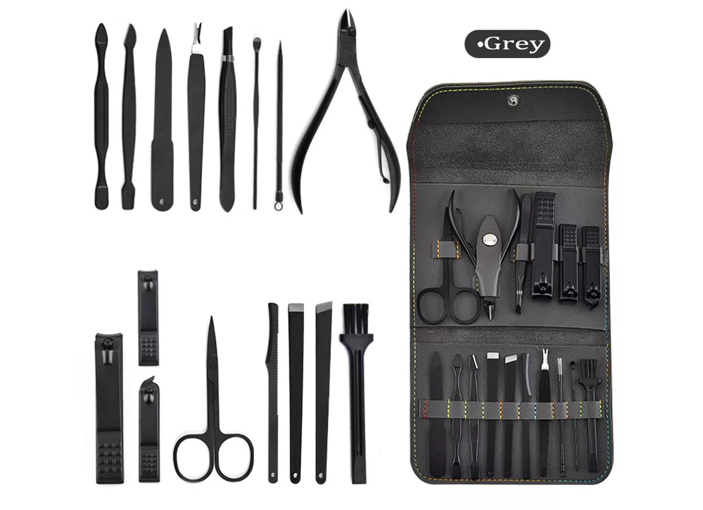 Hot Selling 16-Pcs Black Personal Care Pedicure Tools Kit Including Manicure Set for Personal Care