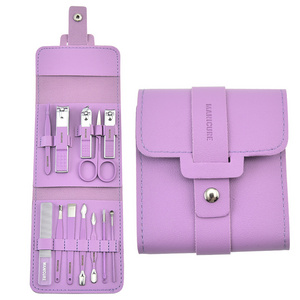 Professional 12-Piece Stainless Steel Manicure Pedicure Set Portable Case Nail Clipper Grooming Kit