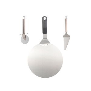 high quality Stainless steel pizza shovel knife round cake small large size thick pizza shovel baking tools