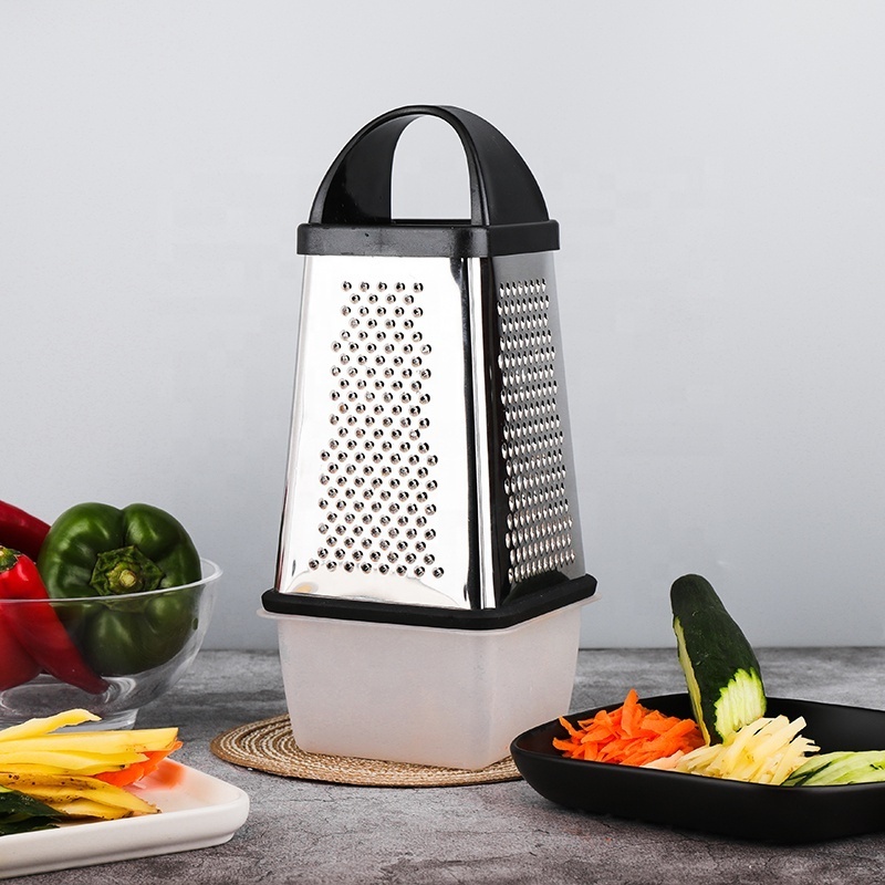 ANJUKE Multi-Functional Stainless Steel Professional Coconut Cassava Grater Box Manual Kitchen Vegetable Cheese Grater 4 Sides