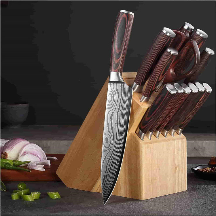 ANJUKE High Carbon Pro Stainless Steel Professional Chef Knife Knives Set 13 Piece Kitchen Knife Set With Block