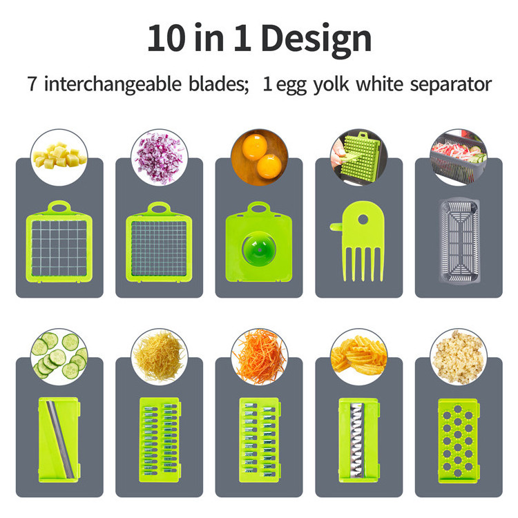 ANJUKE 12 In 1 Multifunctional Kitchen Vegetable Cutter Manual Mandoline Slicer Plastic Potato Vegetable Chopper Grater Slicer