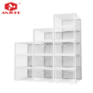 ANJUKE 12 Pack Clear Stackable Shoe Boxes Transparent Storage Container Box Plastic Storage For Shoes