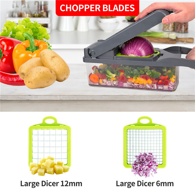 ANJUKE 12 In 1 Multifunctional Kitchen Vegetable Cutter Manual Mandoline Slicer Plastic Potato Vegetable Chopper Grater Slicer