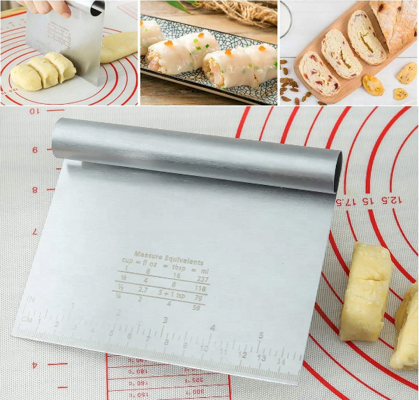 Stainless Steel Dough Scraper Cutter/Pro Pastry Pizza Cutter Chopper