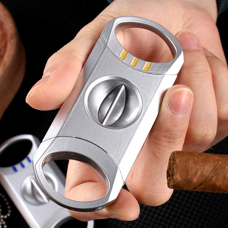 Factory Price Cigar  Punch Cutter Stainless Steel Blunt Splitter Glossy Matte Cigar Cutter With Custom Service