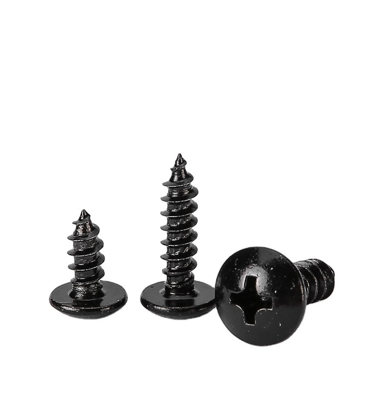 Black zinc plus hard black cross large flat head self-tapping screw mushroom head round head umbrella wood screw M3M4M5